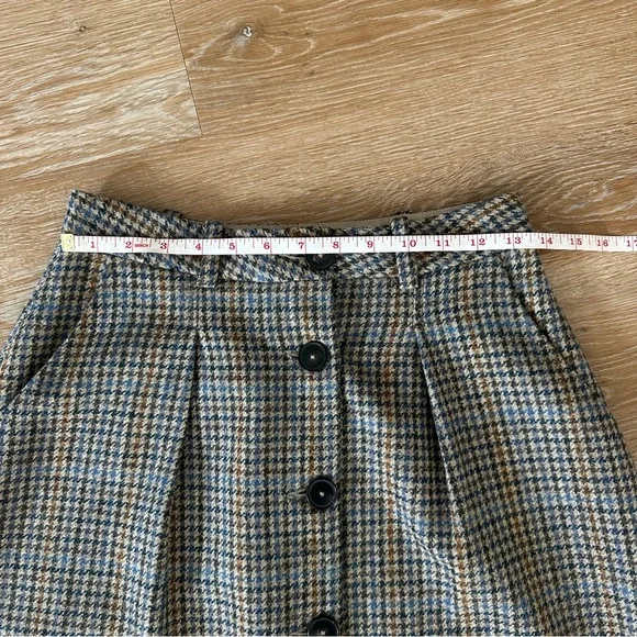NWOT Zara Multicoloured Houndstooth Print Button-Up Wool Midi Skirt Size S - Picture 9 of 15